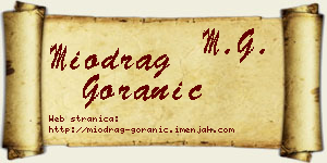 Miodrag Goranić vizit kartica